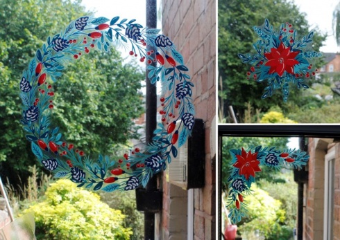 Blue Cone Wreath Static Cling