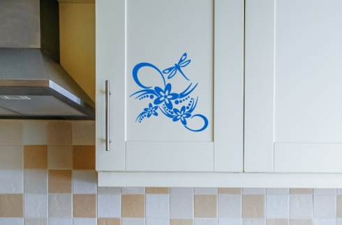 Flowers with Dragonfly Wall Sticker